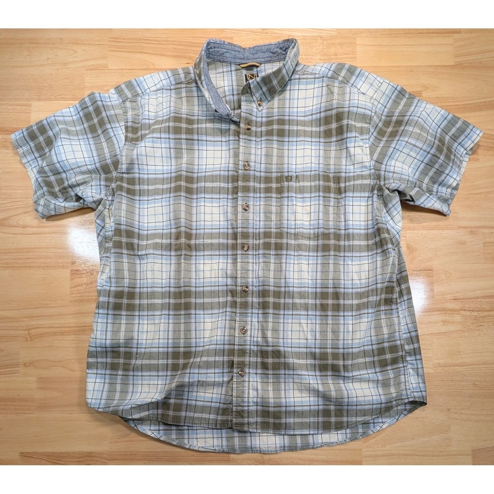 Noble‎ Outfitters Mens Plaid Button Down Shirt 3XL REG Short Sleeve Cotton Blend